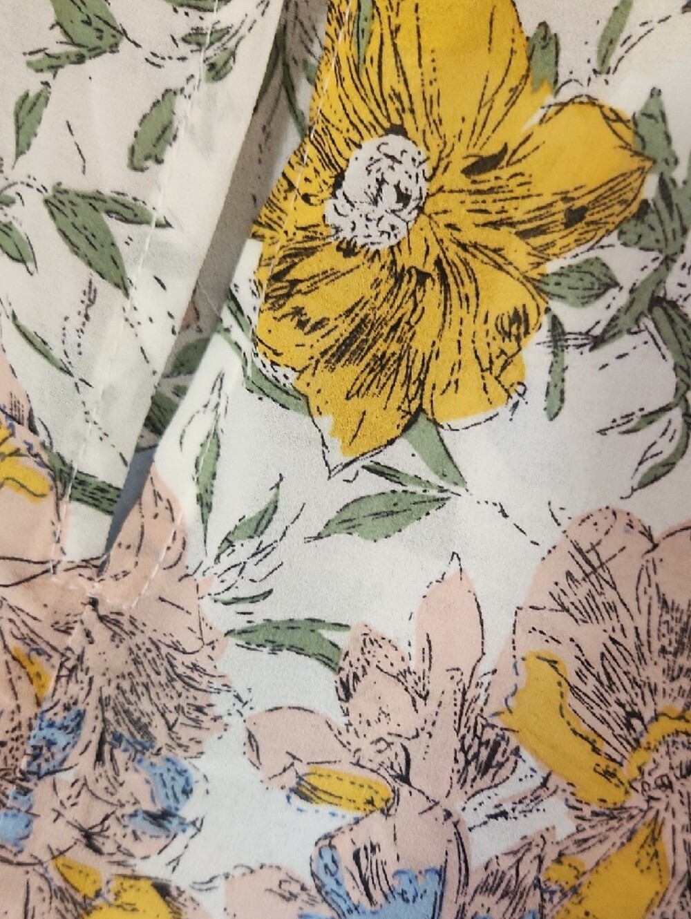 Umgee Cream Floral Maxi Dress, Cold Shoulder Sleeves W/ Blue, Yellow & Pink. - Picture 8 of 10